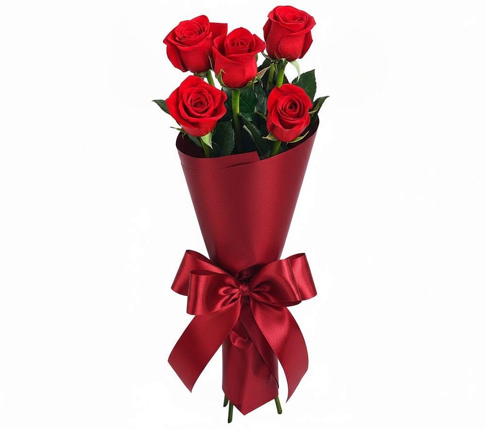 Букет 5 Красных роз Эдлесс Лав в Шамхале