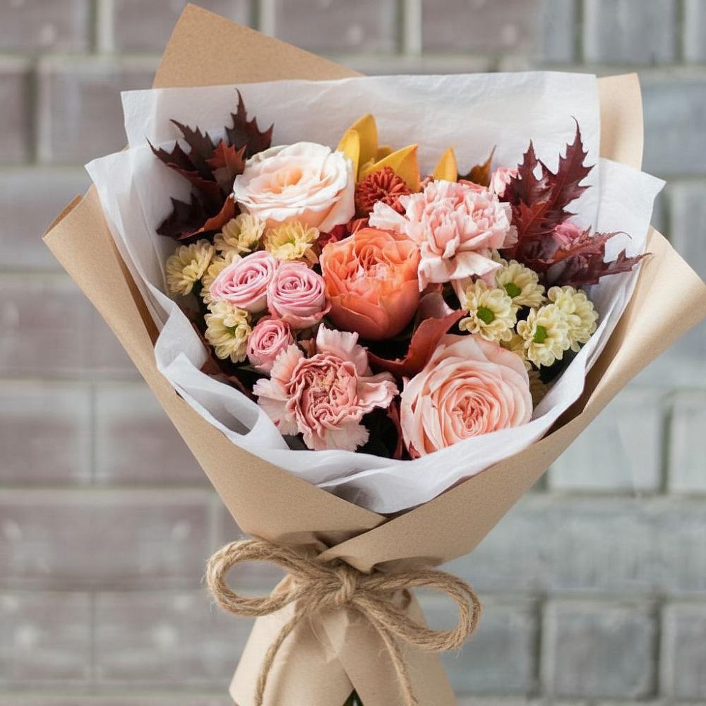 Букет цветов из: Гвоздики, Хризантемы и Розы в Шамхале