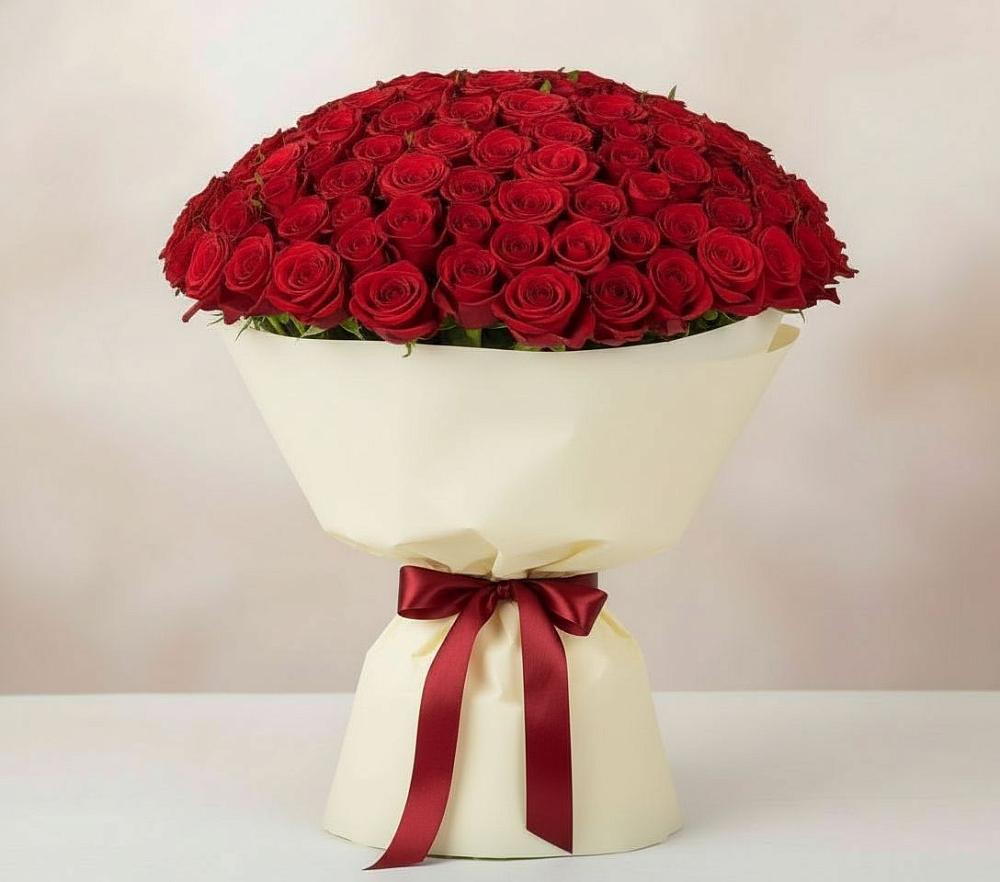 Букет 101 Красная роза Милано в Шамхале