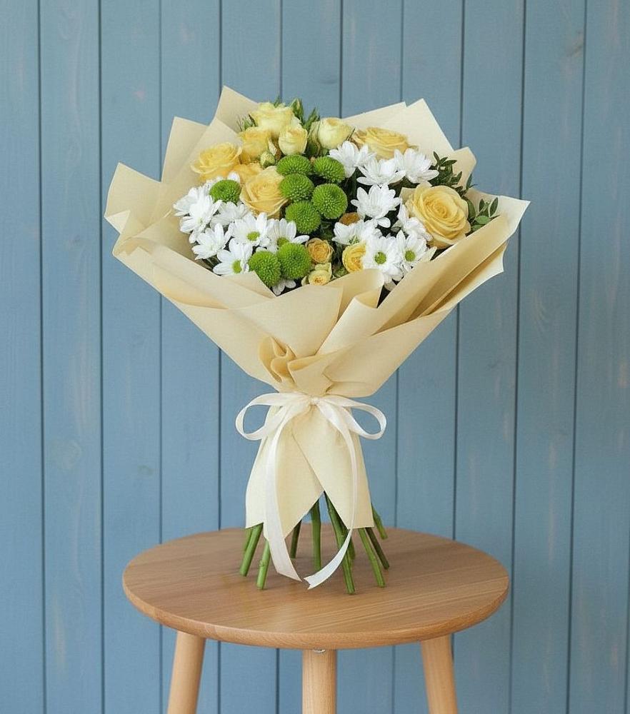 Букет цветов из: Хризантемы и Розы в Шамхале