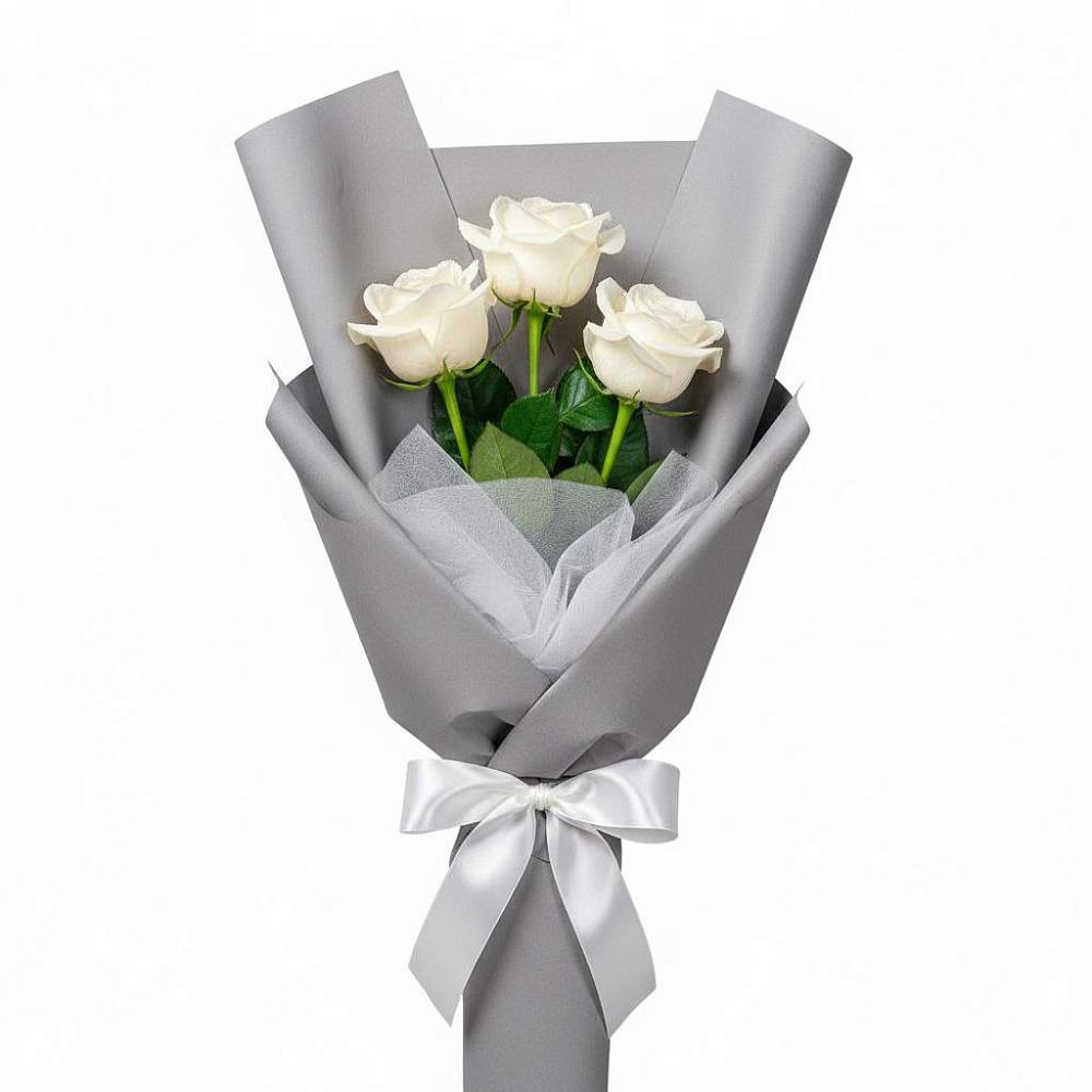 Букет 3 белые розы в Шамхале