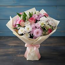 Букет цветов из:  Хризантемы, Альстромерии и Розы в Шамхале