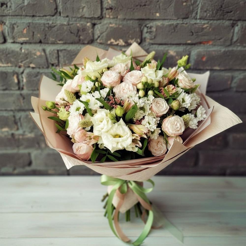 Букет цветов из: Альстромерии, Розы и Хризантемы в Шамхале