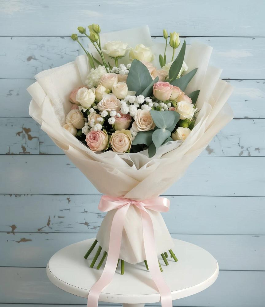 Букет цветов из: Розы и Лизиантусы в Шамхале