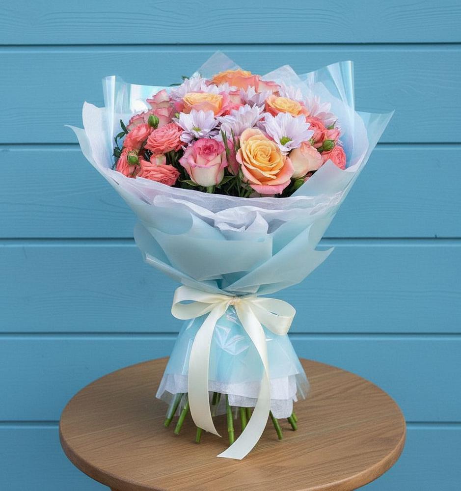 Букет цветов из: Хризантемы и Розы в Шамхале