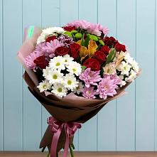Букет цветов из:  Розы, Хризантемы и Альстромерии в Шамхале