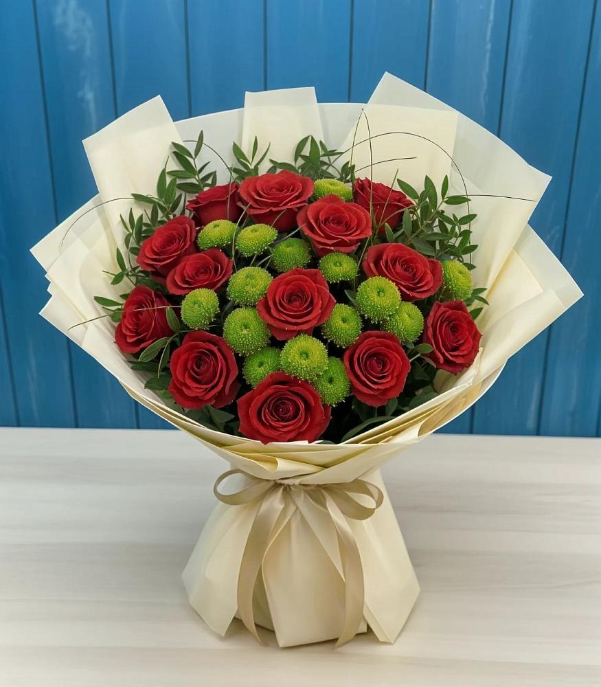 Букет цветов из: Розы и Хризантемы в Шамхале