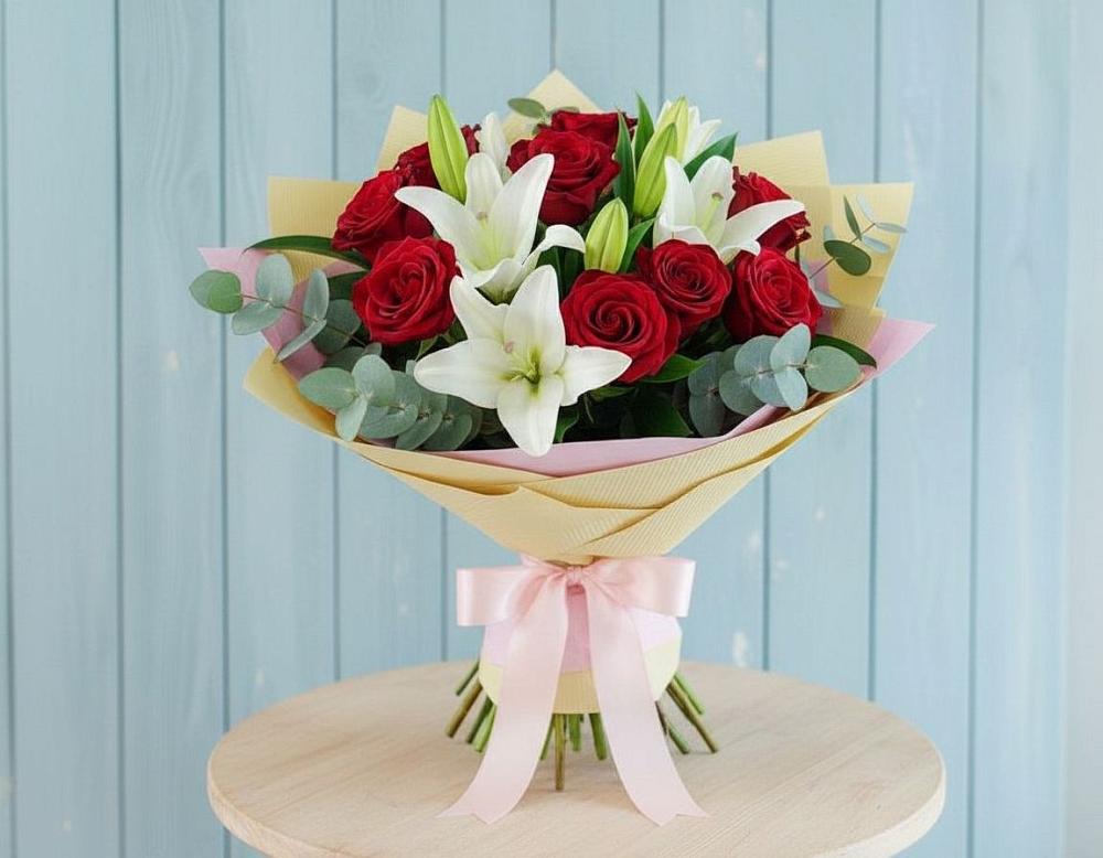 Букет цветов из: Лилии и Розы в Шамхале